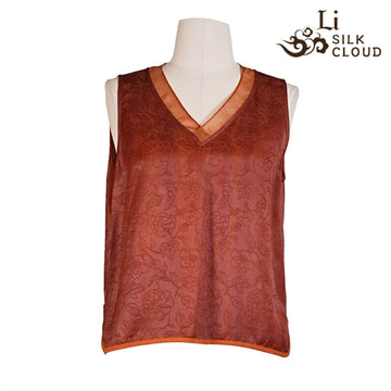 New Chinese TOP|Embroidery V-Neck|Universal Flattering Fit Guangdong Black Pearl Gambiered Guangdong Gauze xiangyunsha