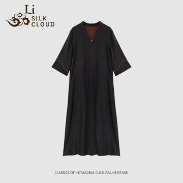 Mature-style dress · slightly revealing the collarbone and decorate the neck Guangdong Black Pearl GambieredGuangdong Gauze xiangyunsha