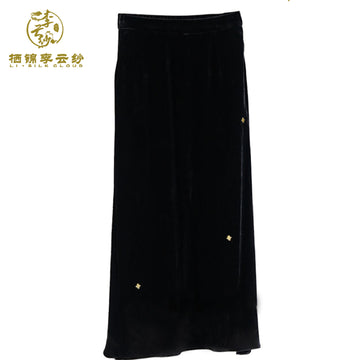 New Chinese-style half skirt | elegant Soft breathable Guangdong Black Pearl Gambiered Guangdong Gauze xiangyunsha