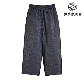 Pants - Skin-Friendly Silk Fabric, Elegant Oriental Long Trousers Guangdong Black Pearl Gambiered Guangdong Gauze xiangyunsha