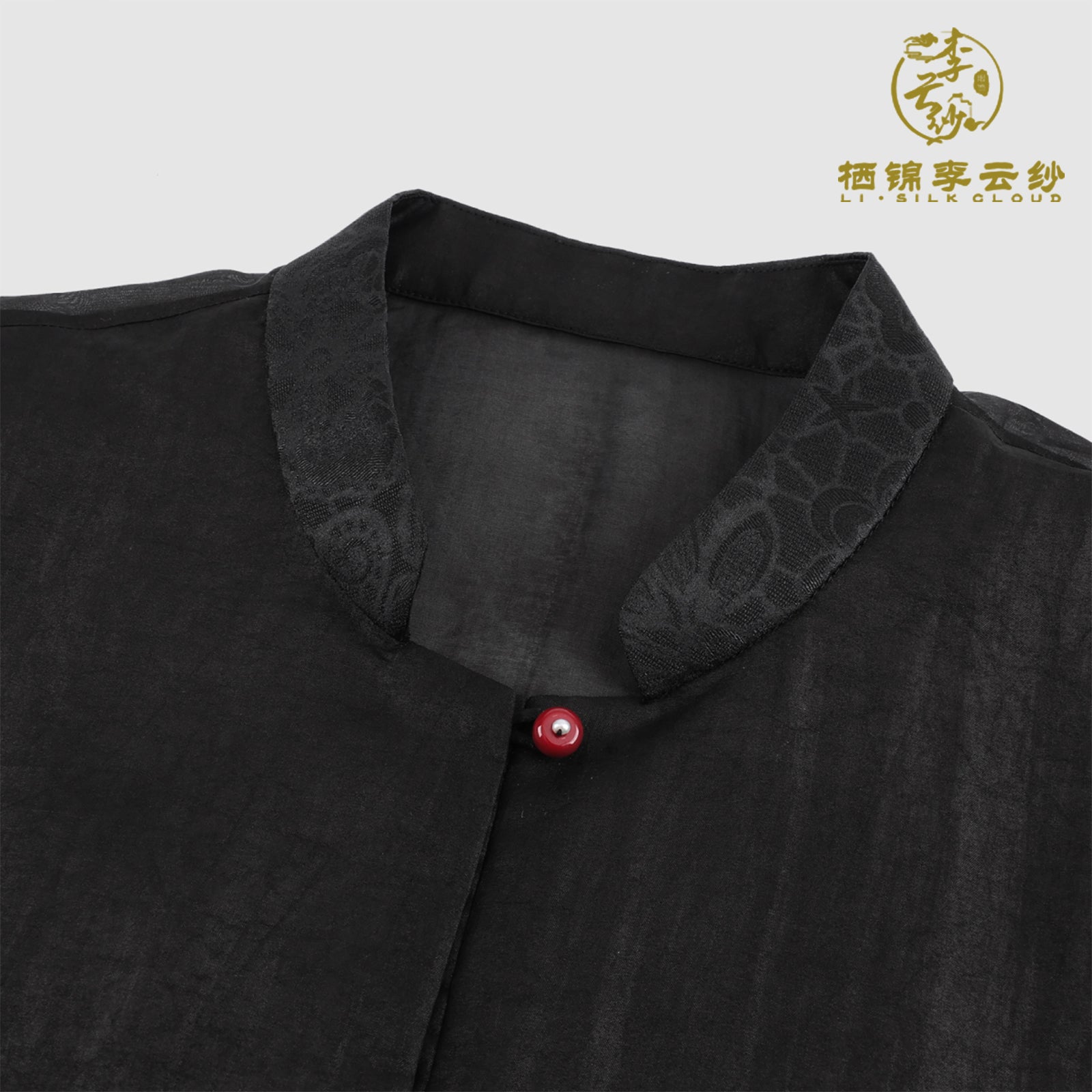 [Ink Jade]Chinese-style Top-Sculpted Fit Gambiered Silk  Guangdong Black Pearl Gambiered Guangdong Gauze xiangyunsha