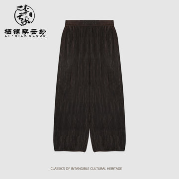 Xiangyunsha embroidered trousers · Soft misty feel  Southeast Asian resort style Guangdong Black Pearl Gambiered Guangdong Gauze xiangyunsha