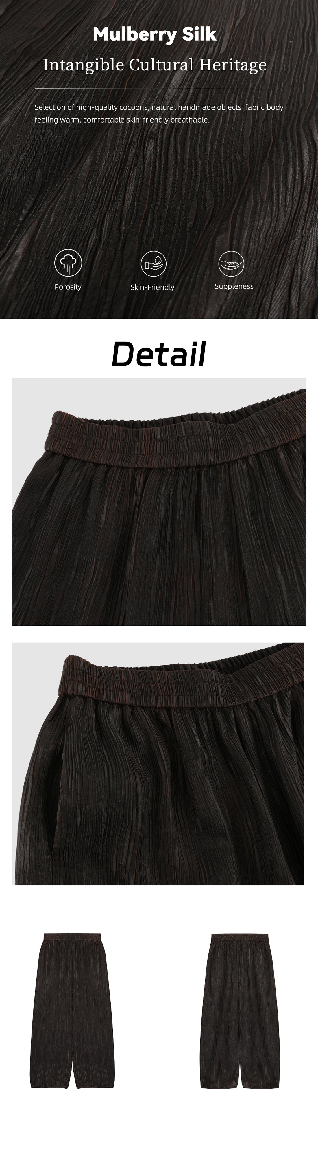Xiangyunsha embroidered trousers · Soft misty feel  Southeast Asian resort style Guangdong Black Pearl Gambiered Guangdong Gauze xiangyunsha