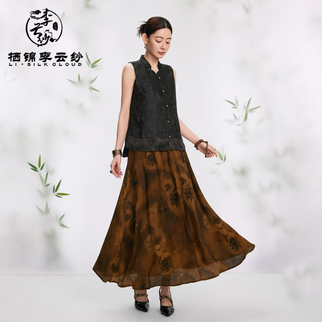Retro Xiangyunsha Blouse · Oriental Nostalgic Aesthetics  Guangdong Black Pearl Gambiered Guangdong Gauze xiangyunsha