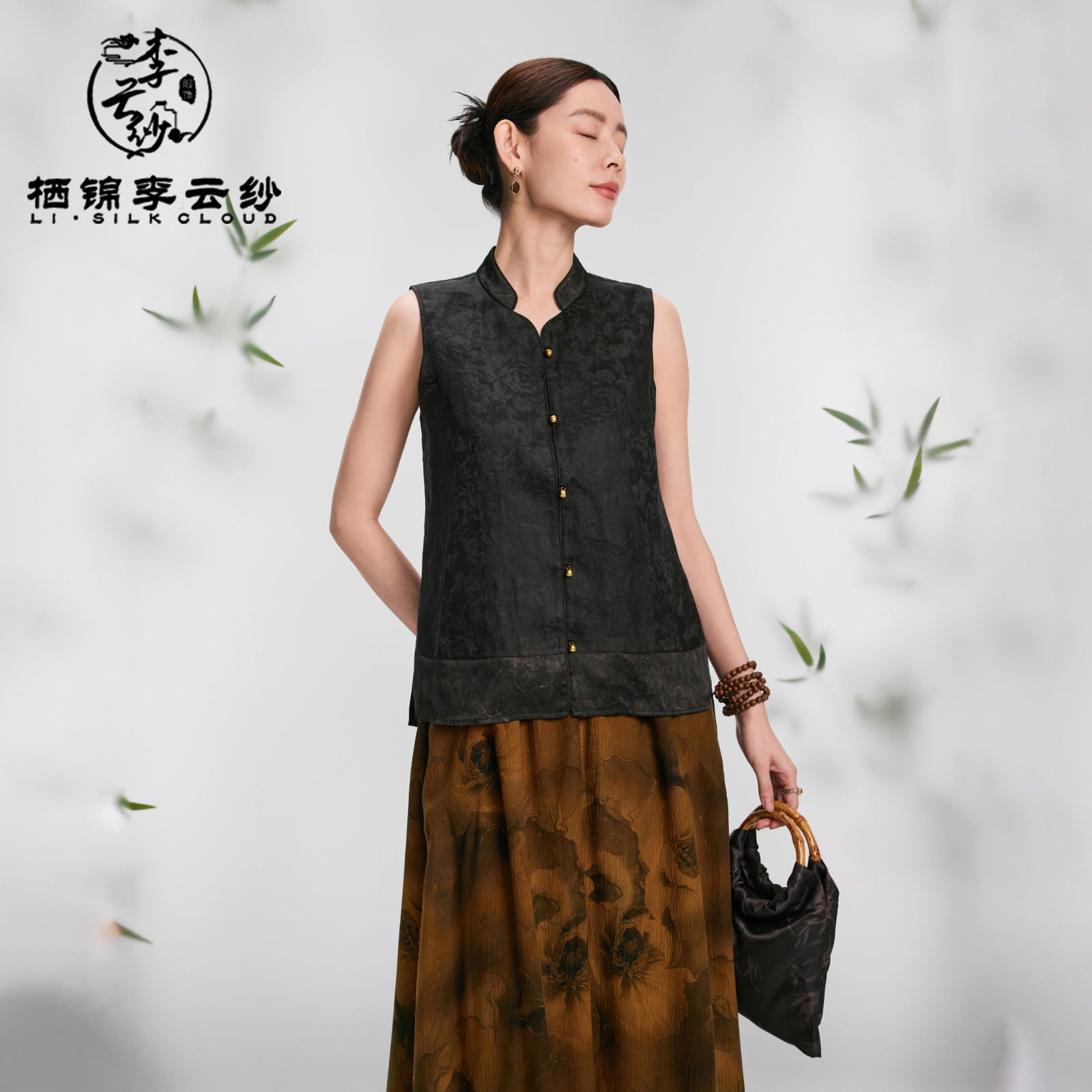 Retro Xiangyunsha Blouse · Oriental Nostalgic Aesthetics  Guangdong Black Pearl Gambiered Guangdong Gauze xiangyunsha