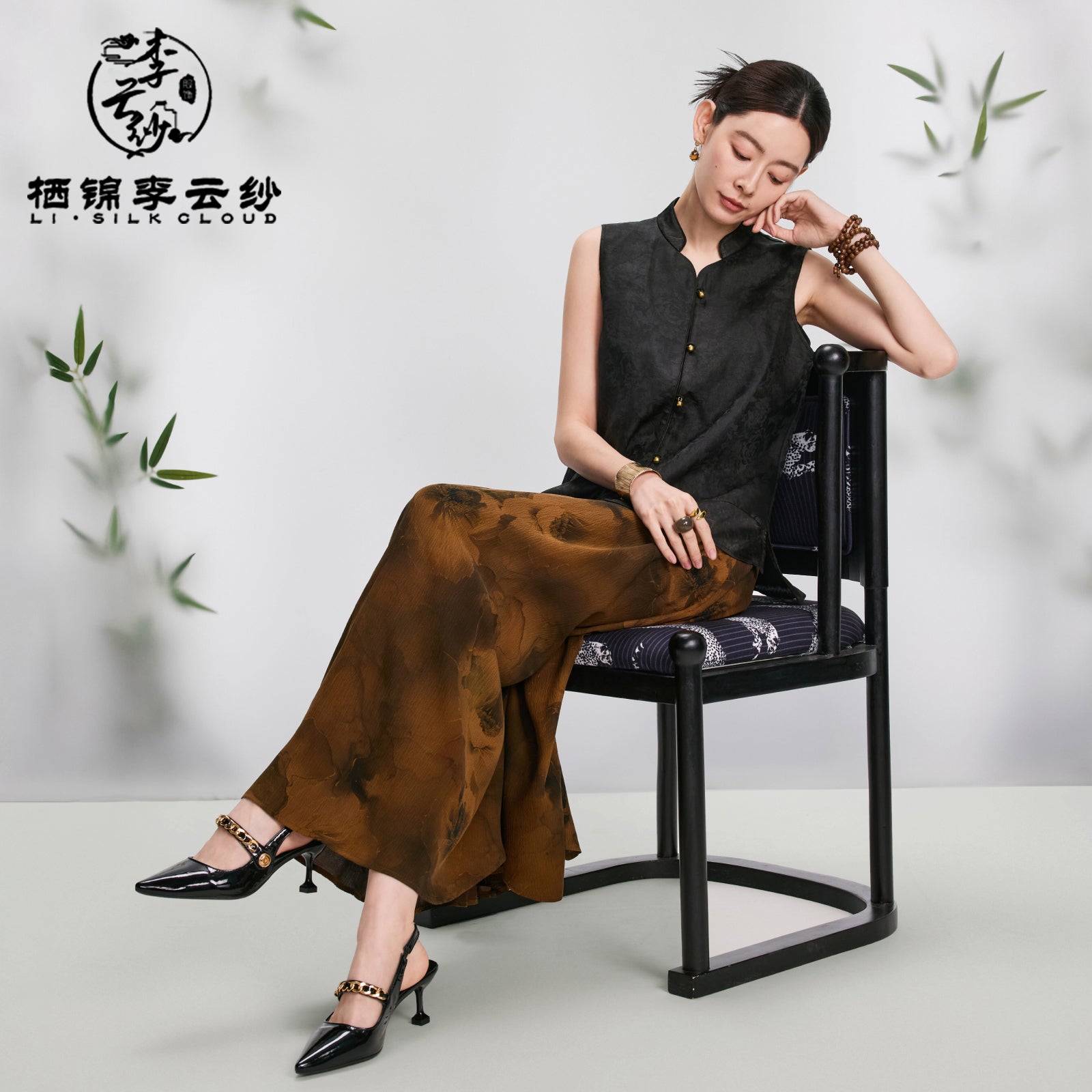 Retro Xiangyunsha Blouse · Oriental Nostalgic Aesthetics  Guangdong Black Pearl Gambiered Guangdong Gauze xiangyunsha