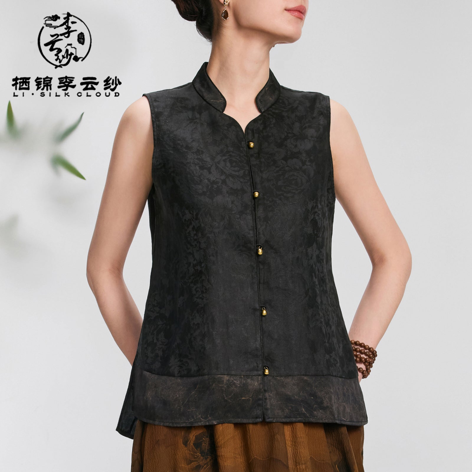 Retro Xiangyunsha Blouse · Oriental Nostalgic Aesthetics  Guangdong Black Pearl Gambiered Guangdong Gauze xiangyunsha