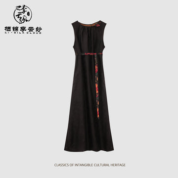 Camisole Dress - Mulberry Silk Fabric, Sleeveless Silhouette, Guangdong Black Pearl Gambiered Guangdong Gauze xiangyunsha