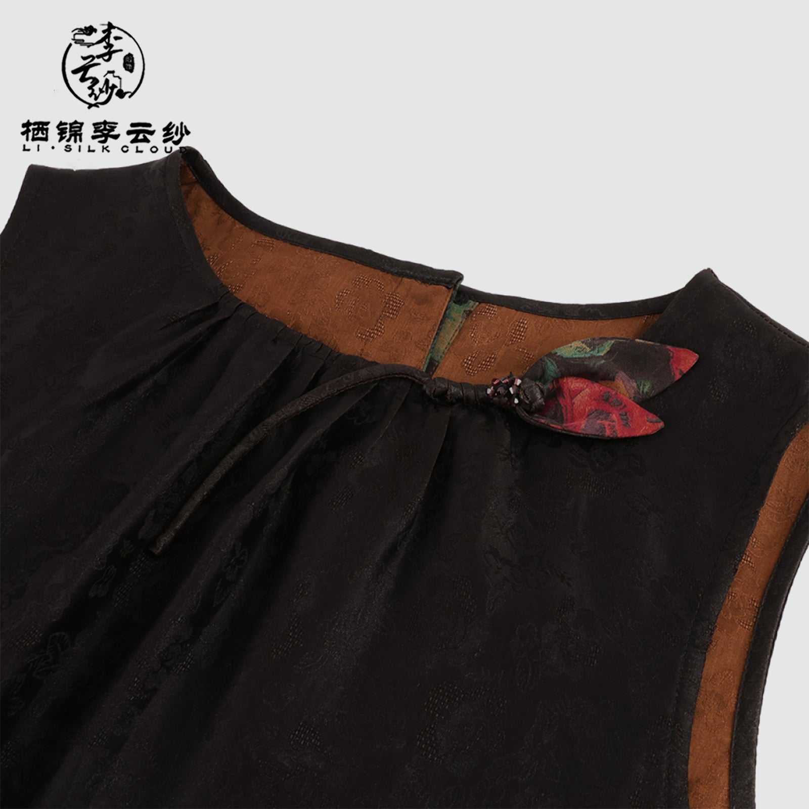 Camisole Dress - Mulberry Silk Fabric, Sleeveless Silhouette, Guangdong Black Pearl Gambiered Guangdong Gauze xiangyunsha