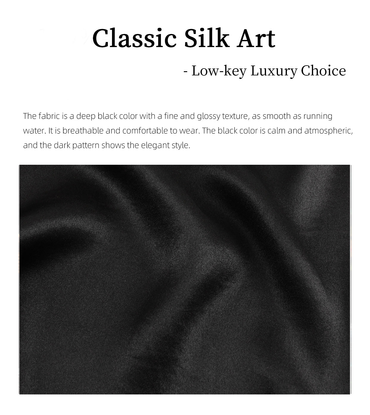 Long Dress, Chinese Style Retro Dress for Inner/Outer Wear Chinese Xiangyunsha Camisole Dress - Pure Black Drapey Silk