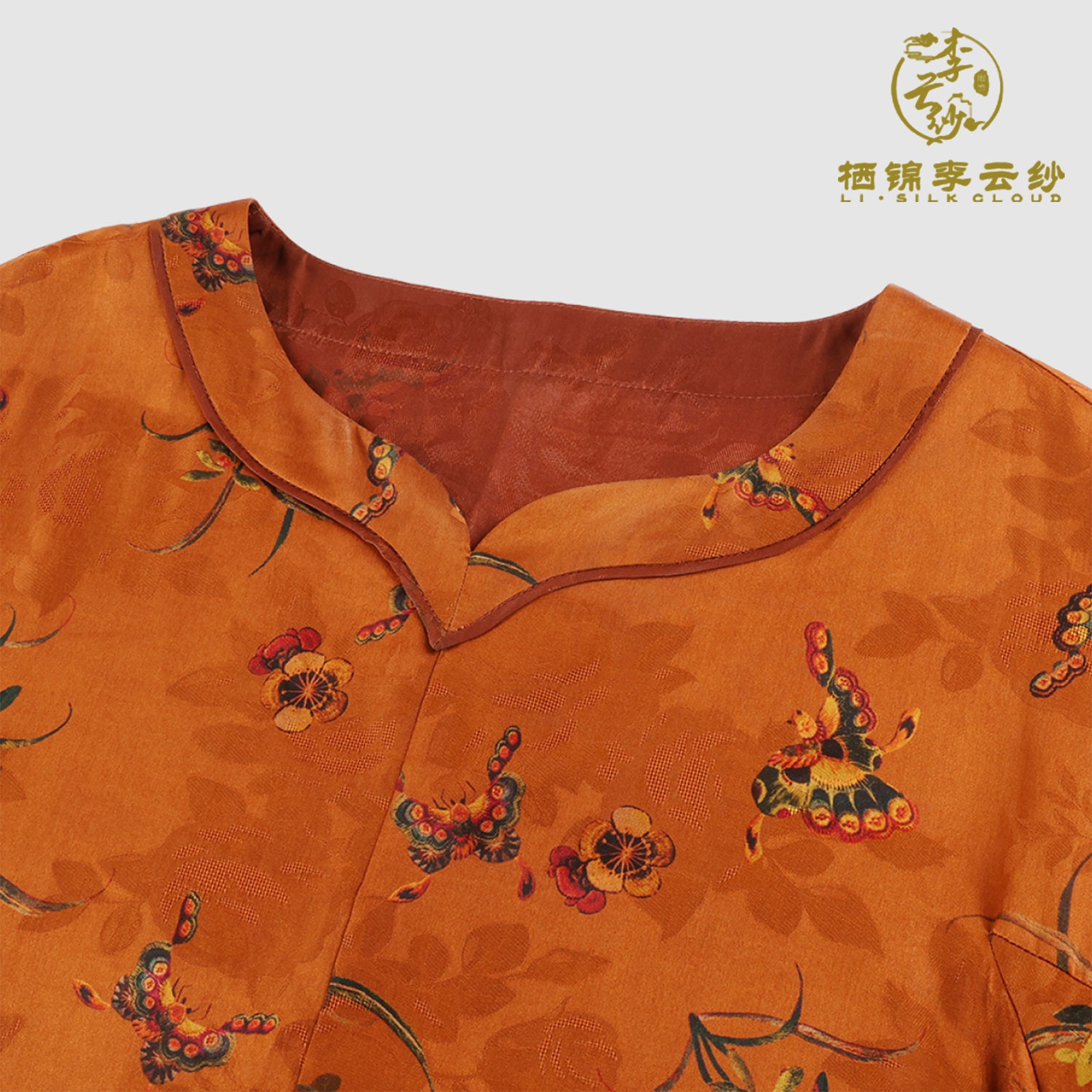 Chinese-style Xiangyunsha dress · handmade classical embroidery Guangdong Black Pearl Gambiered Guangdong Gauze xiangyunsha