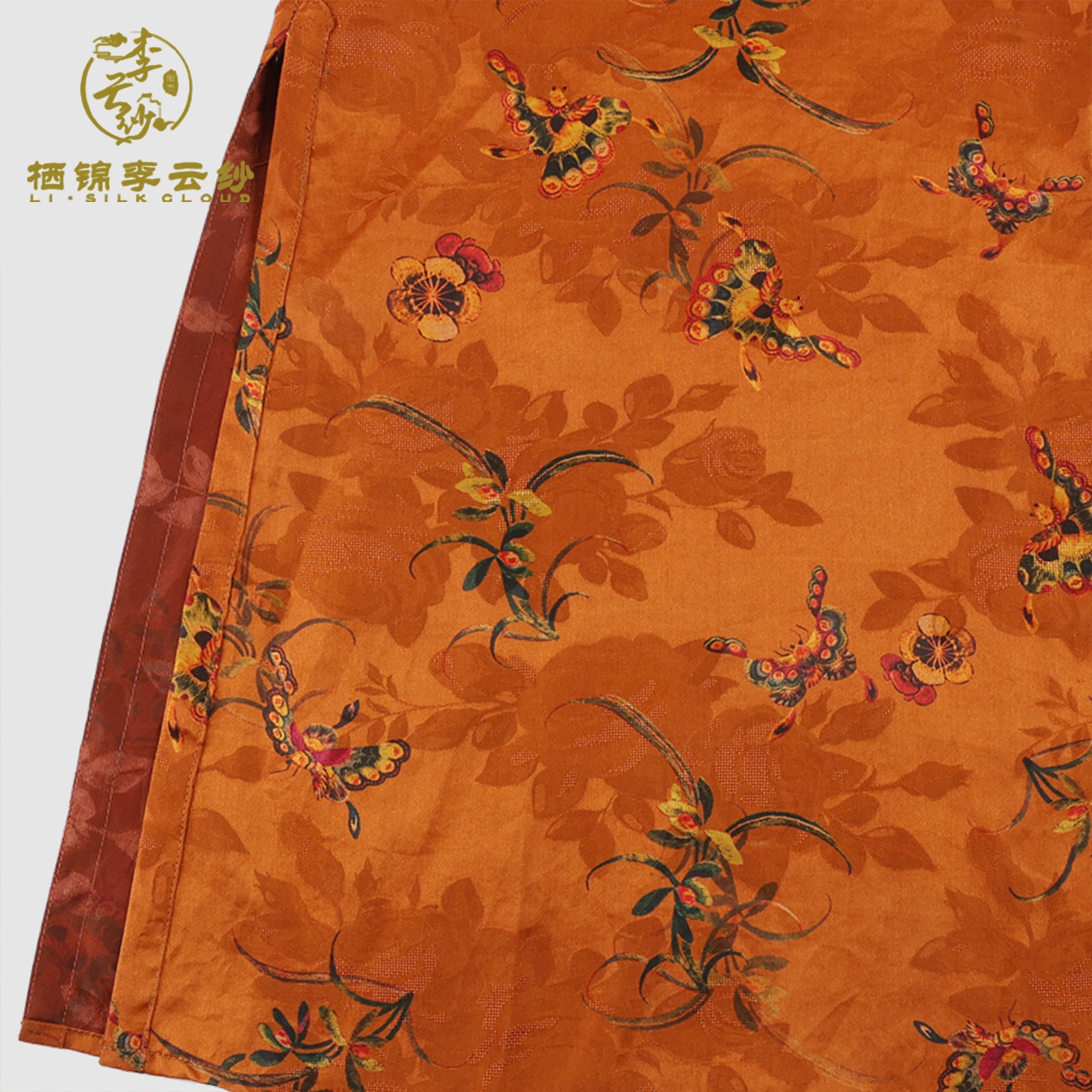 Chinese-style Xiangyunsha dress · handmade classical embroidery Guangdong Black Pearl Gambiered Guangdong Gauze xiangyunsha