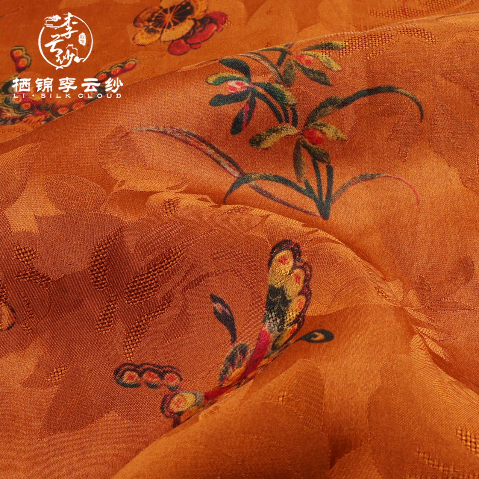 Chinese-style Xiangyunsha dress · handmade classical embroidery Guangdong Black Pearl Gambiered Guangdong Gauze xiangyunsha