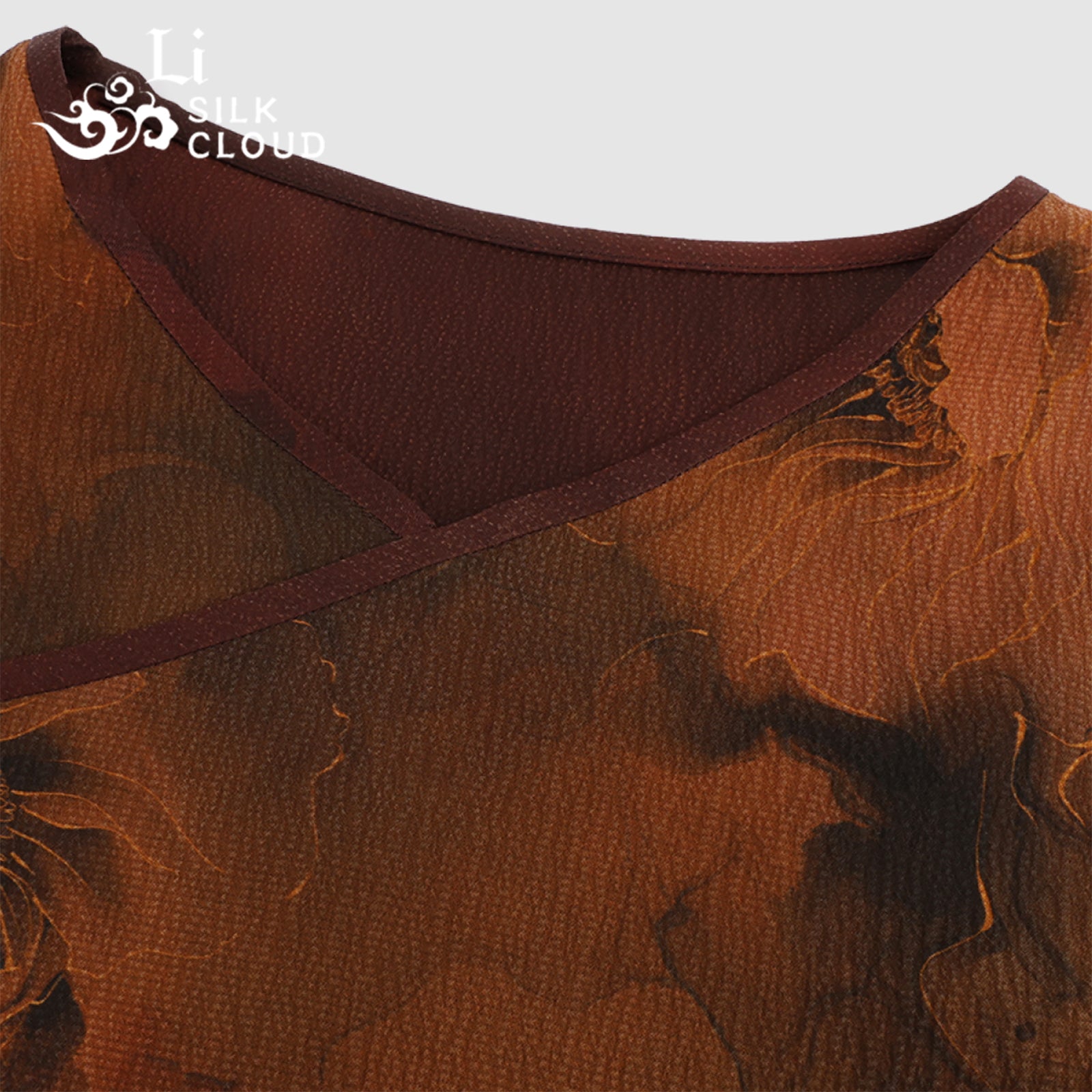 New Chinese-style Xiangyunsha top  Cloud Feeling Skin Friendly Fabric Guangdong Black Pearl Gambiered Guangdong Gauze xiangyunsha