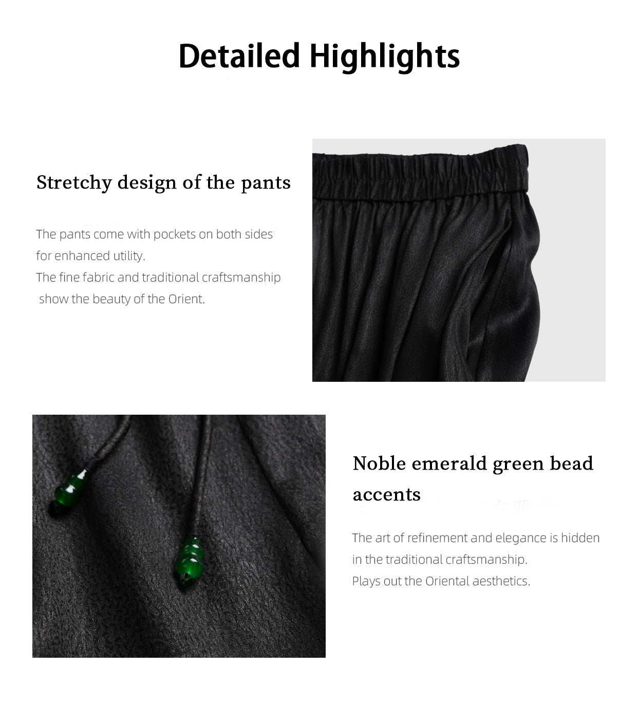 Chinese Style Skirt Xiangyunsha Emerald Bead Tie Detail Black Gambiered Silk Elegant Versatile Guangdong Black Pearl Gambiered Guangdong Gauze xiangyunsha