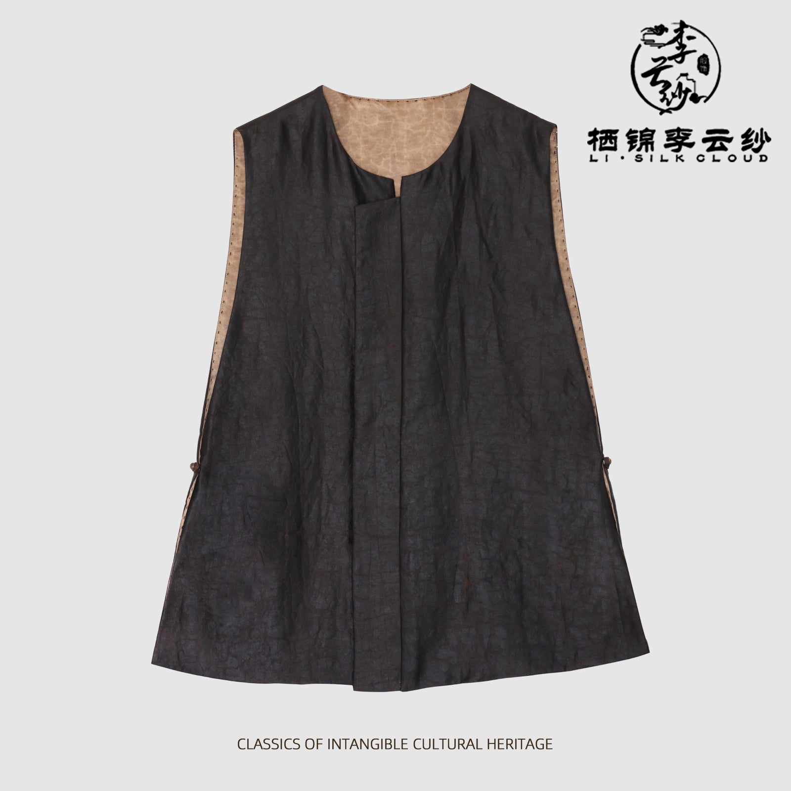 Retro Xiangyunsha Top · lce-Cool Texture, Skin-Friendly  Guangdong Black Pearl Gambiered  Guangdong Gauze xiangyunsha