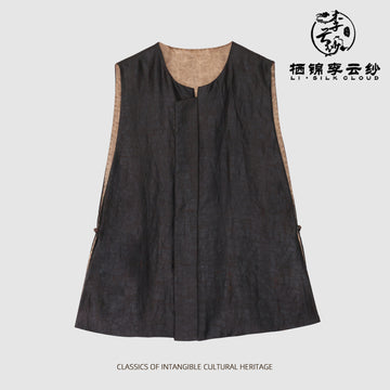 Retro Xiangyunsha Top · lce-Cool Texture, Skin-Friendly  Guangdong Black Pearl Gambiered  Guangdong Gauze xiangyunsha