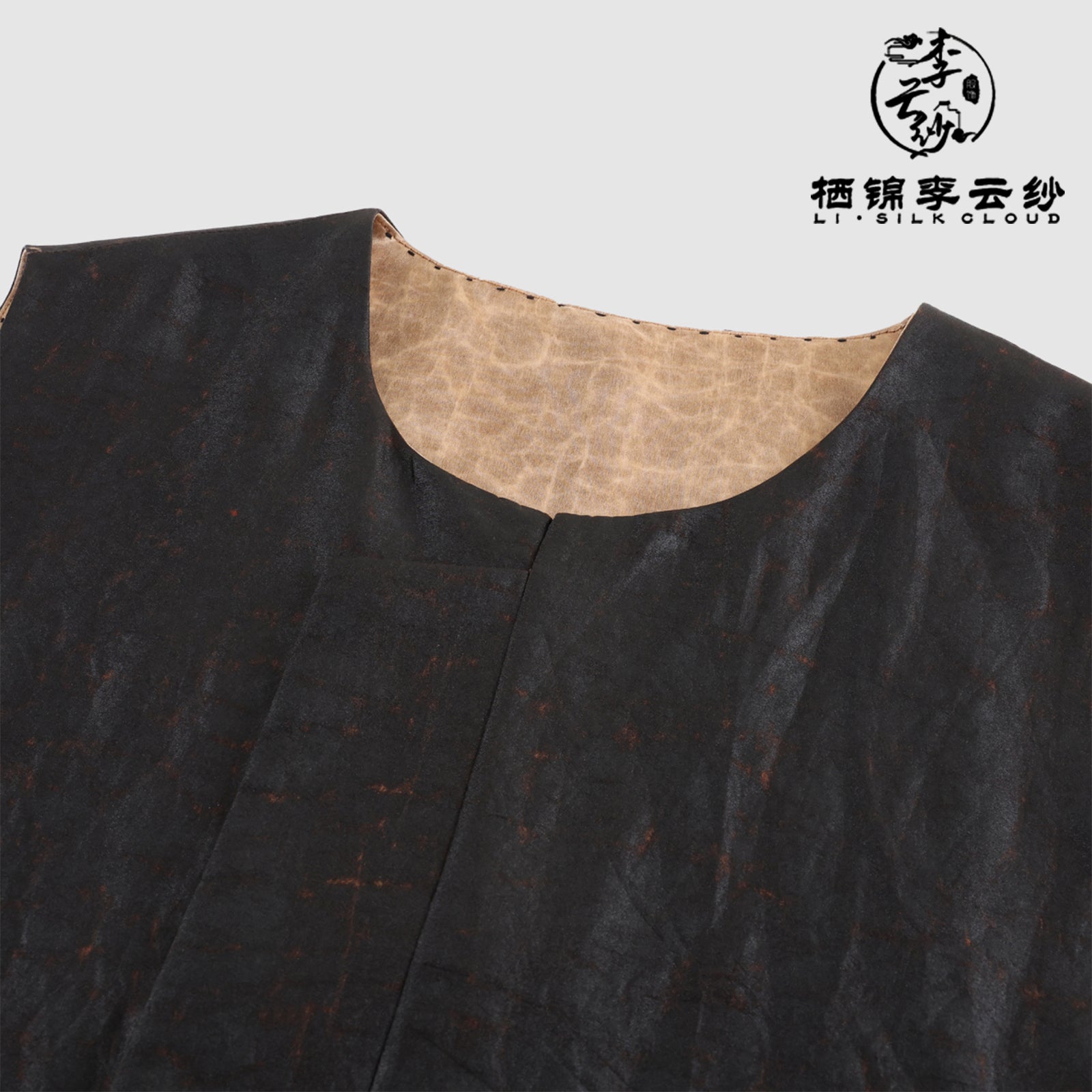 Retro Xiangyunsha Top · lce-Cool Texture, Skin-Friendly  Guangdong Black Pearl Gambiered  Guangdong Gauze xiangyunsha
