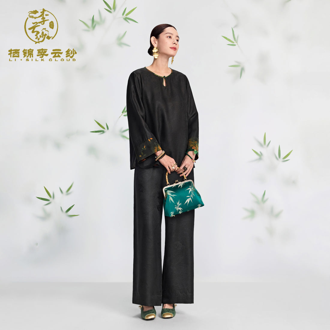 Quiet Luxury Top Gradient color pattern on the cuff CloudFeeling Skin Friendly Fabric  Guangdong Black Pearl Gambiered Guangdong Gauze xiangyunsha