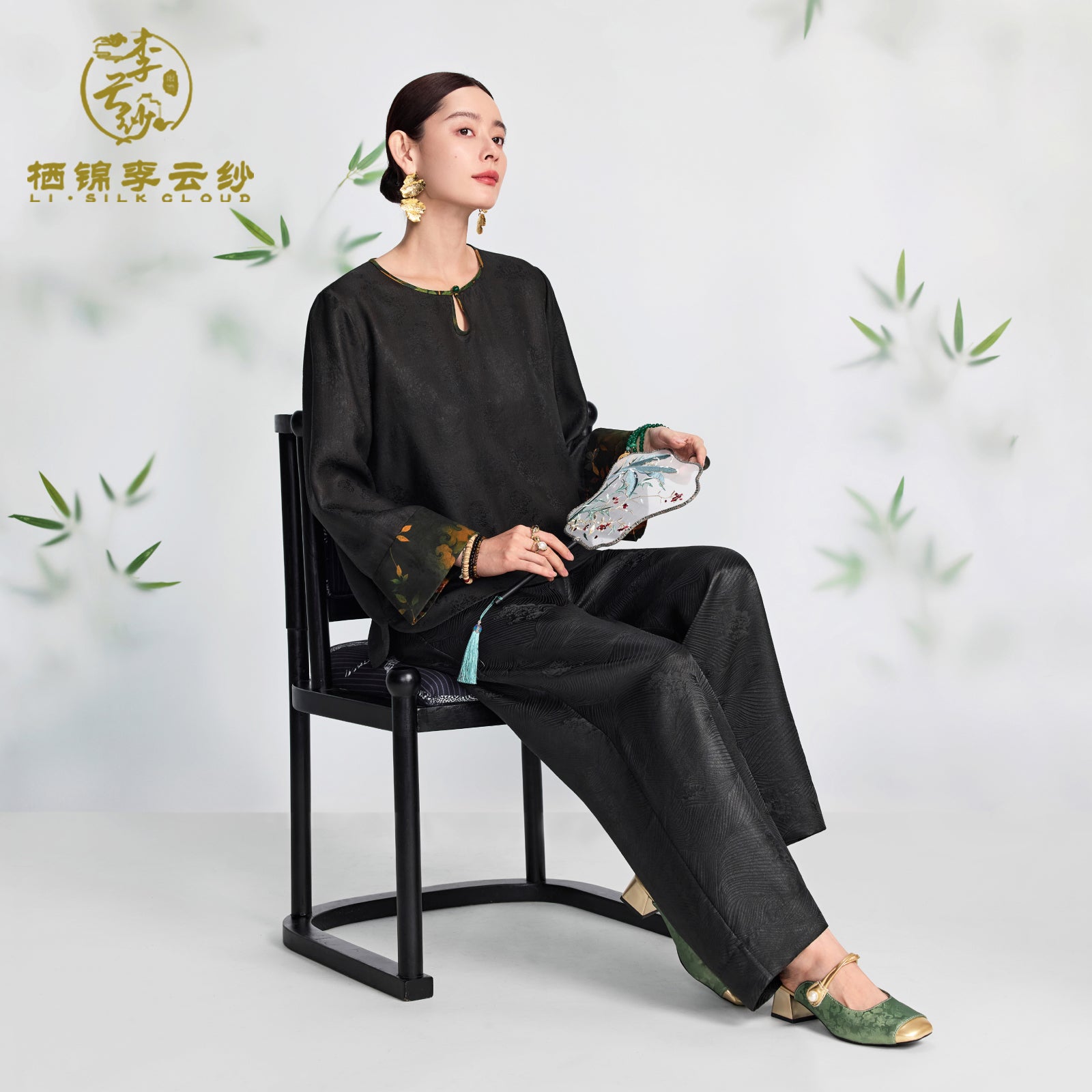 Quiet Luxury Top Gradient color pattern on the cuff CloudFeeling Skin Friendly Fabric  Guangdong Black Pearl Gambiered Guangdong Gauze xiangyunsha