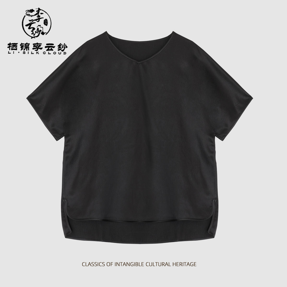 Xiangyunsha casual top wide hem design Perfectly conceals the hips Cloud Feeling Skin Friendly Fabric Guangdong Black Pearl Gambiered Guangdong Gauze xiangyunsha