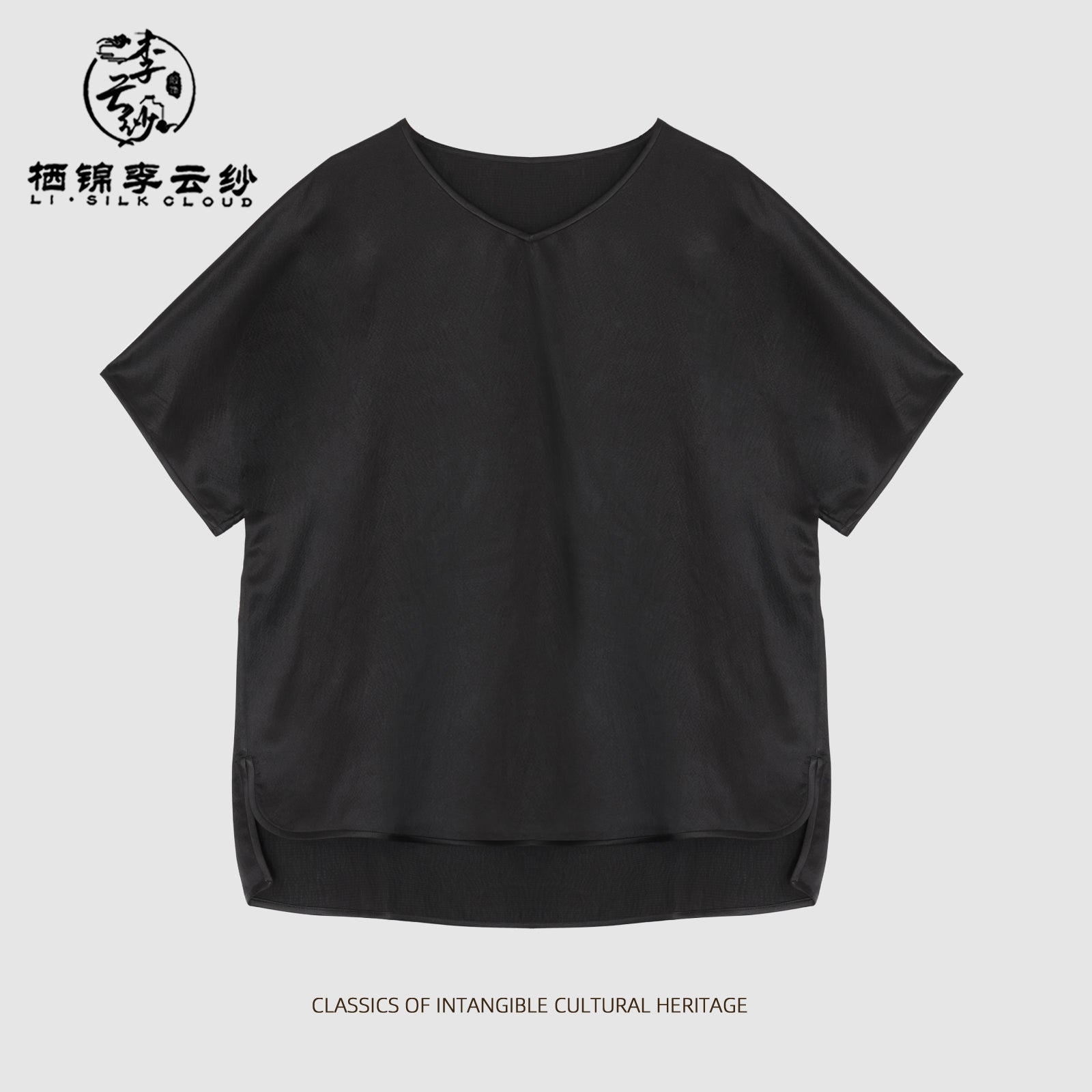 Xiangyunsha casual top wide hem design Perfectly conceals the hips Cloud Feeling Skin Friendly Fabric Guangdong Black Pearl Gambiered Guangdong Gauze xiangyunsha
