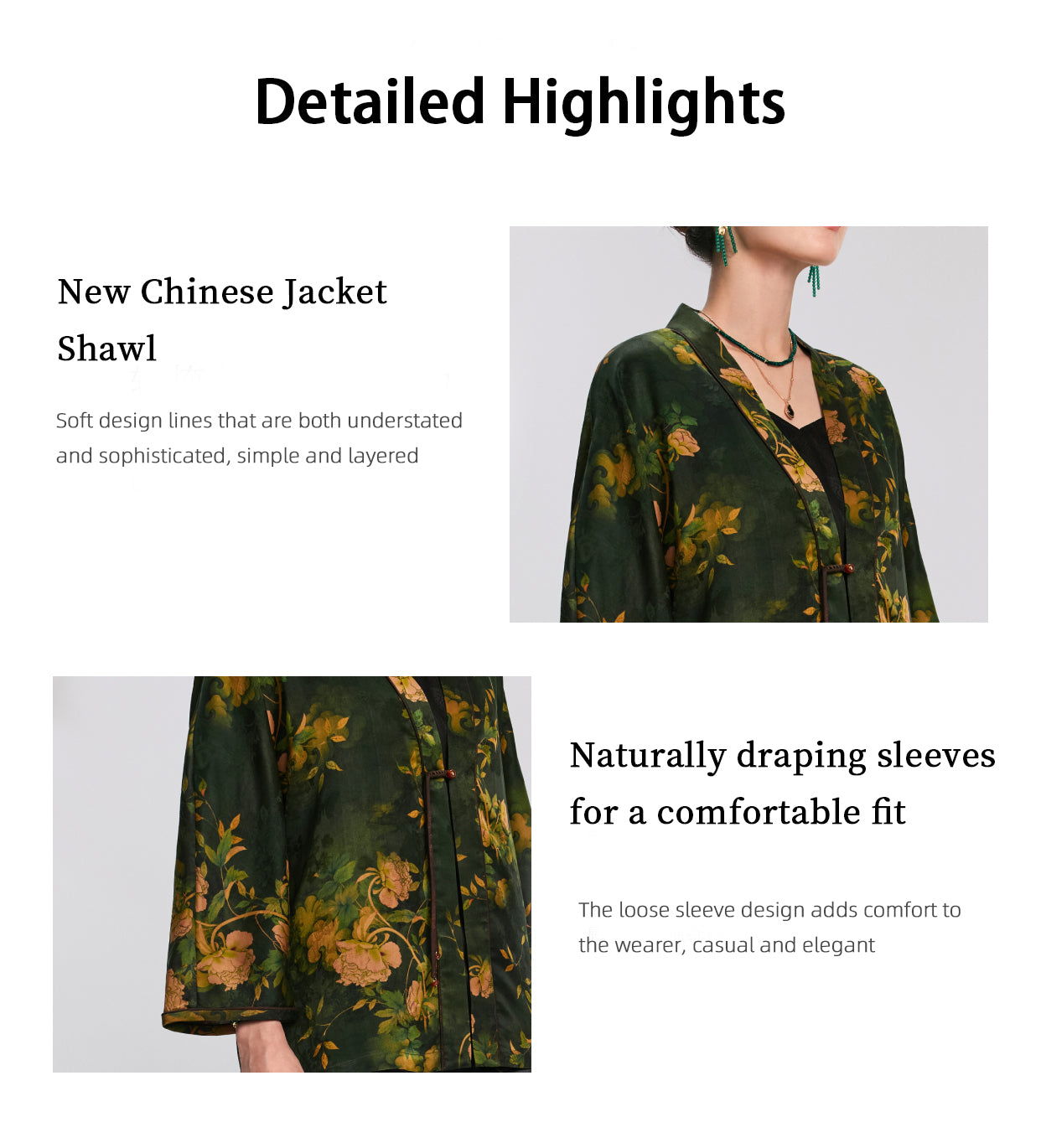 Peony Forest Green Gambiered Silk Jacket Chinese StyleFlattering Neck Shoulder Regal   Guangdong Black PearGambiered Guangdong Gauze xiangyunsha