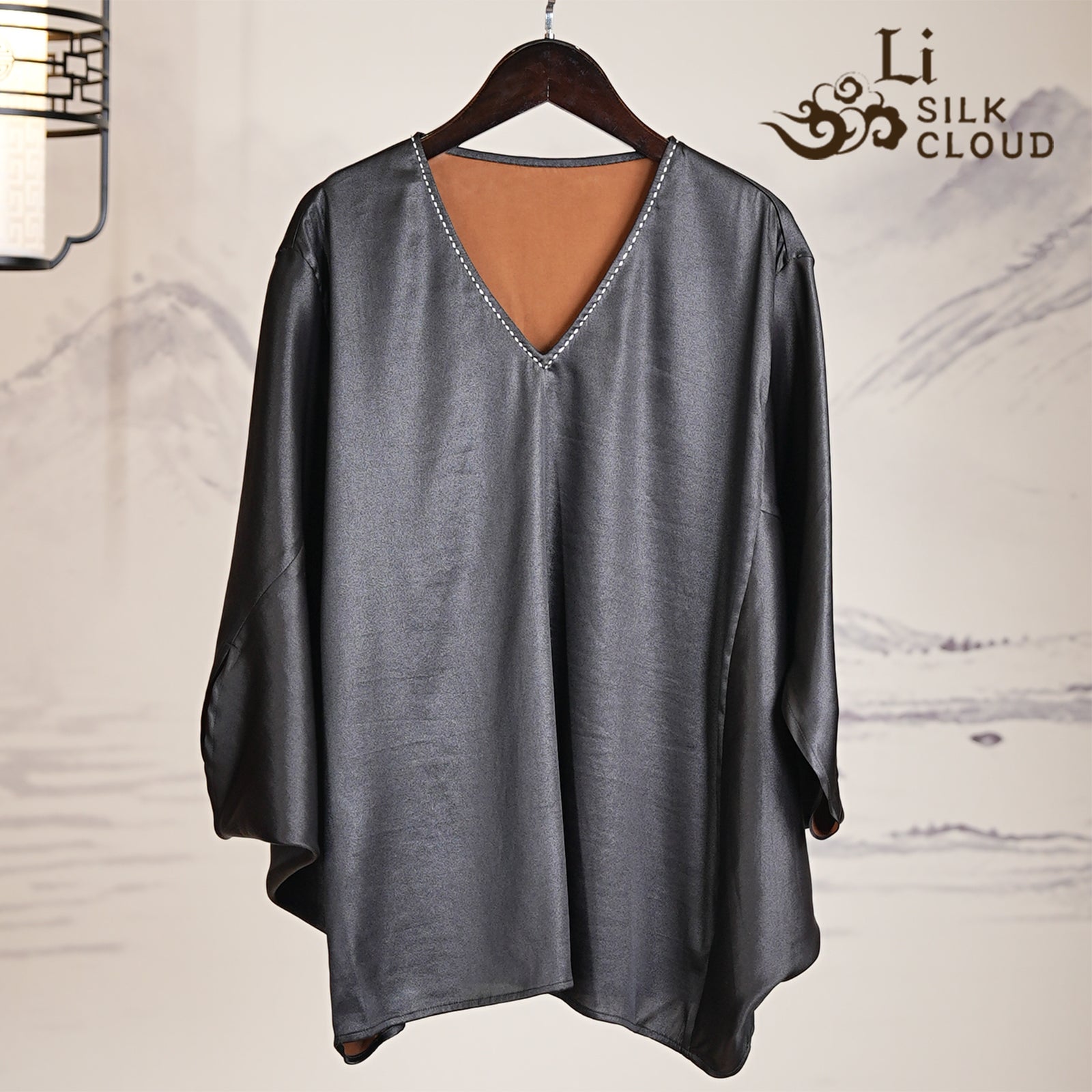 Lazy Style Casual Top |Three-dimensional cut for a slimming effect | Silk fabric for breathability and comfort | Guangdong Black Pearl Gambiered Guangdong Gauze xiangyunsha