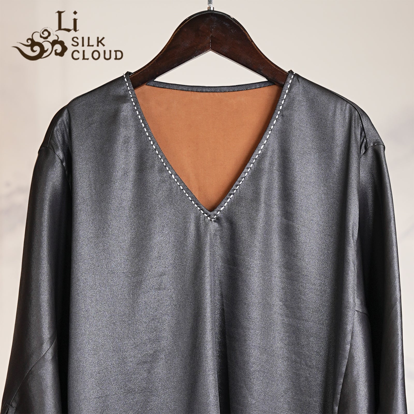 Lazy Style Casual Top |Three-dimensional cut for a slimming effect | Silk fabric for breathability and comfort | Guangdong Black Pearl Gambiered Guangdong Gauze xiangyunsha