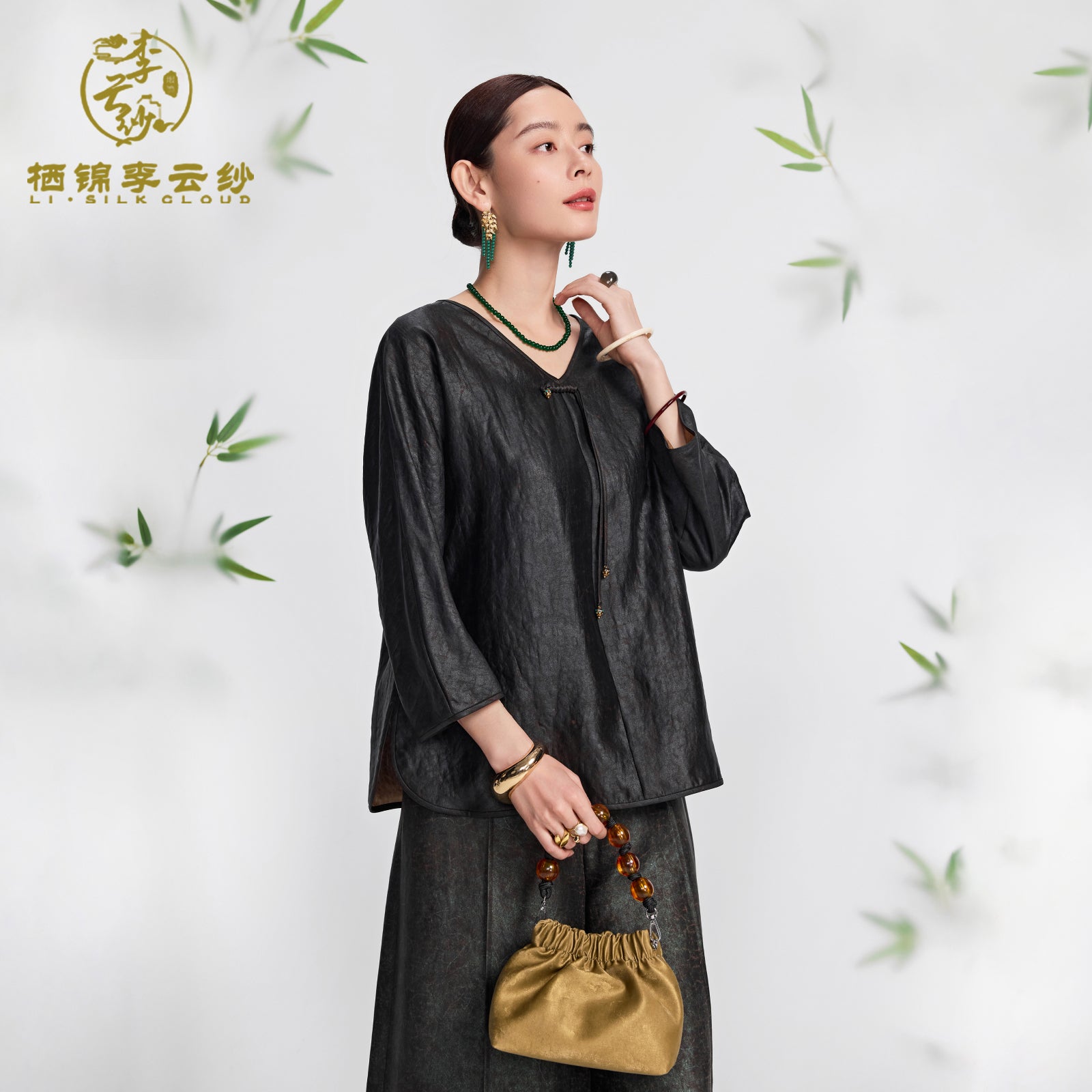 Xiangyunshu Retro Top · Handmade Twist Art Guangdong Black Pearl Gambiered Guangdong Gauze xiangyunsha