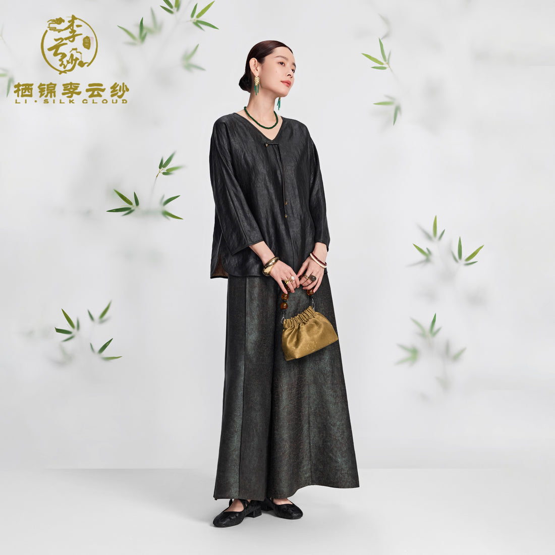 Xiangyunshu Retro Top · Handmade Twist Art Guangdong Black Pearl Gambiered Guangdong Gauze xiangyunsha