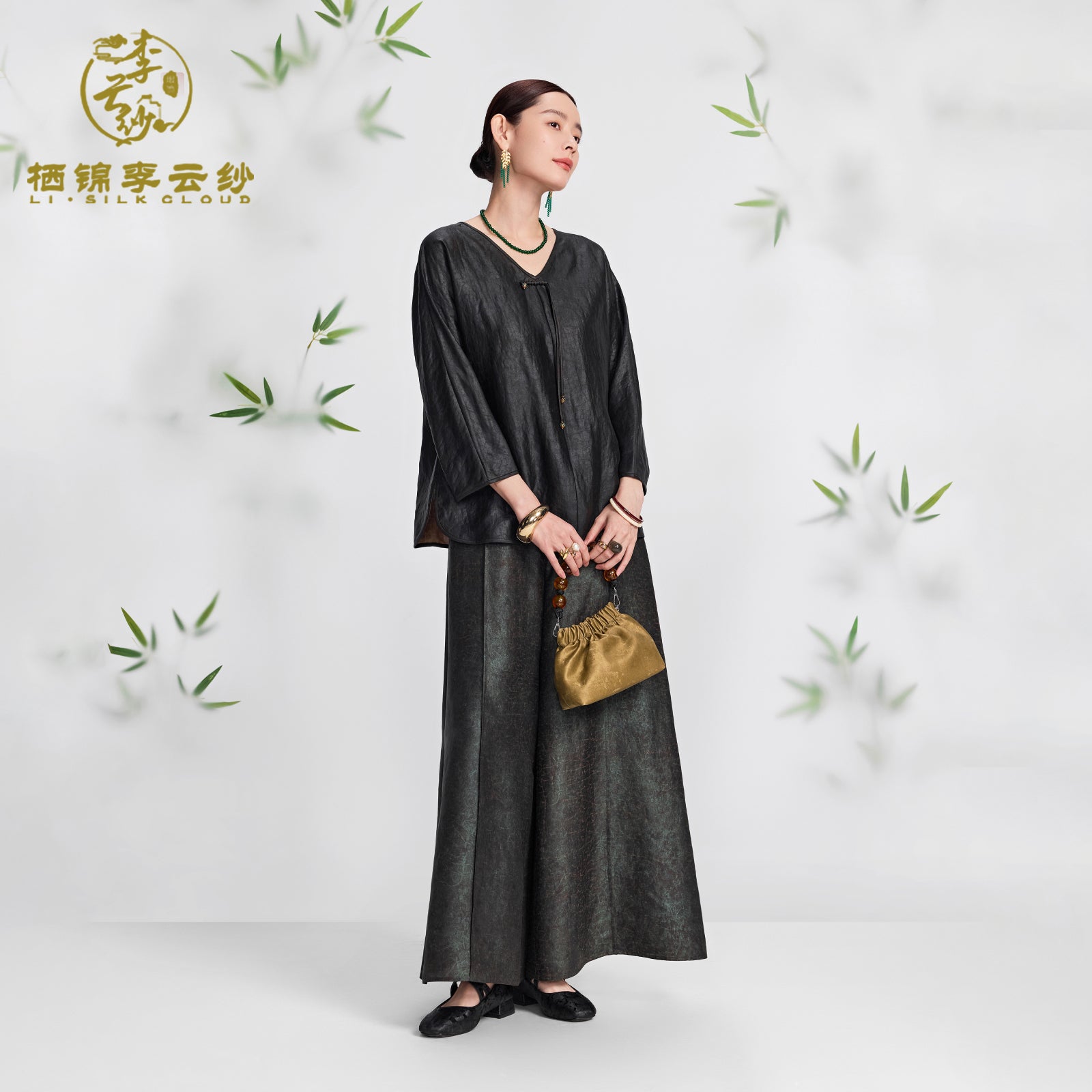 Xiangyunshu Retro Top · Handmade Twist Art Guangdong Black Pearl Gambiered Guangdong Gauze xiangyunsha
