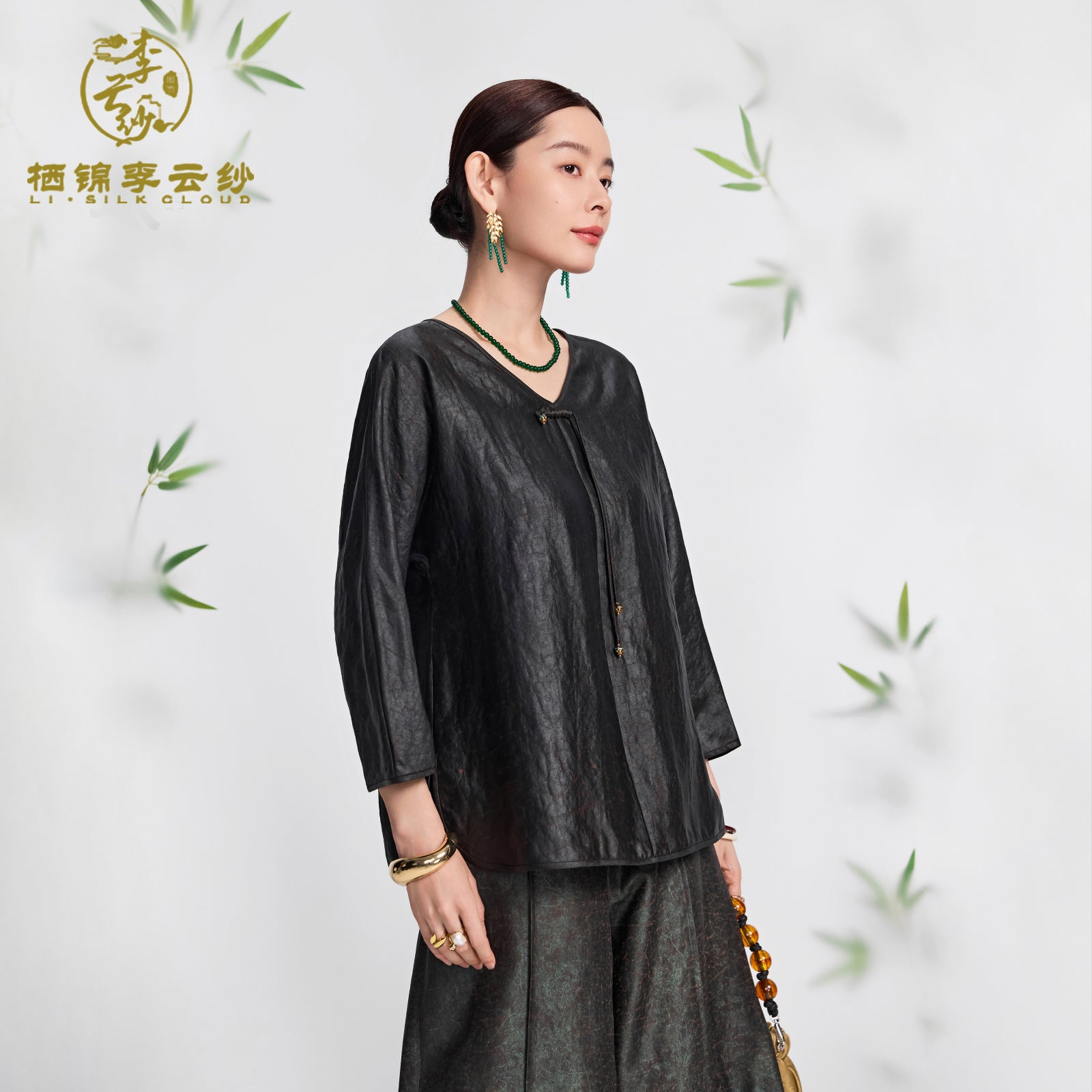 Xiangyunshu Retro Top · Handmade Twist Art Guangdong Black Pearl Gambiered Guangdong Gauze xiangyunsha