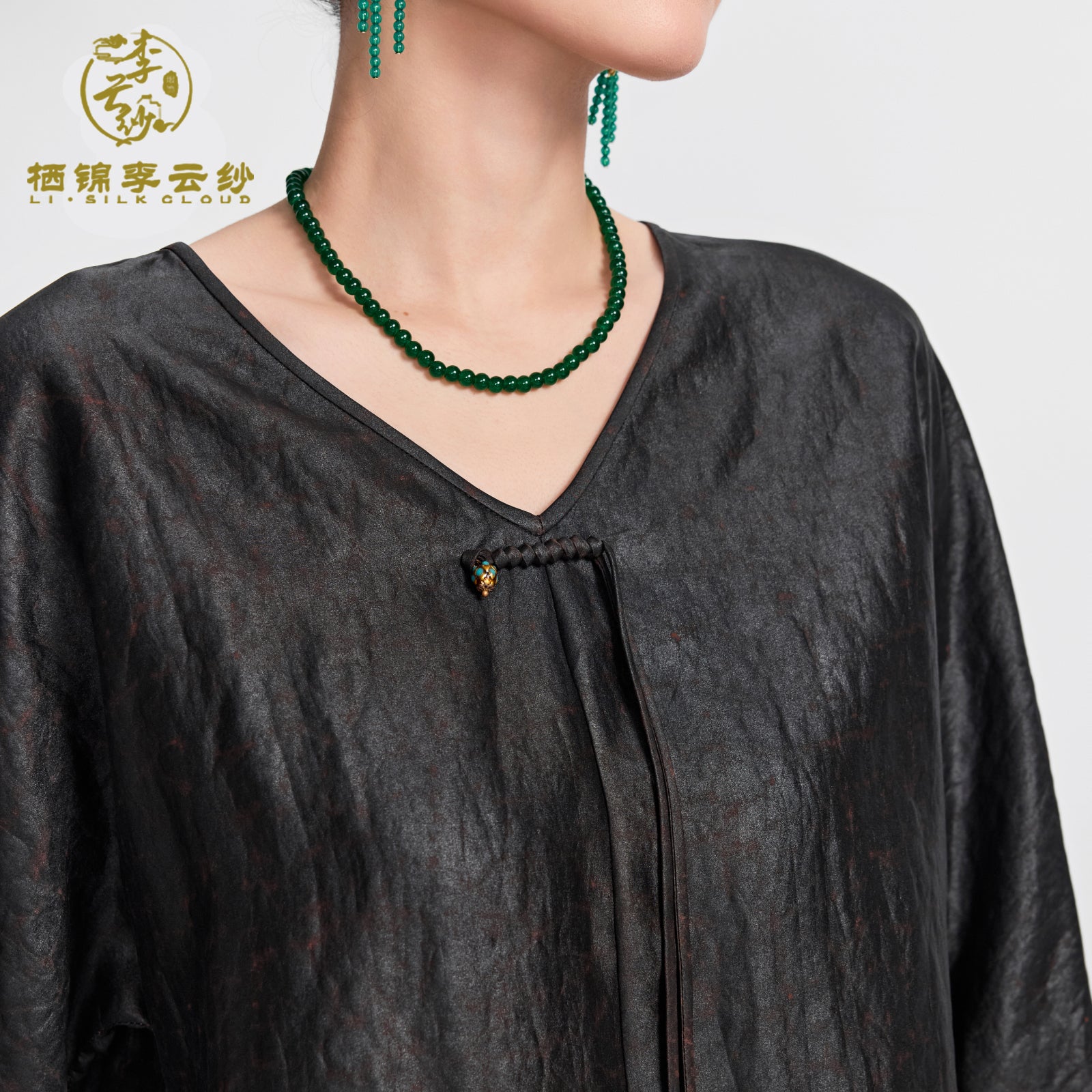 Xiangyunshu Retro Top · Handmade Twist Art Guangdong Black Pearl Gambiered Guangdong Gauze xiangyunsha