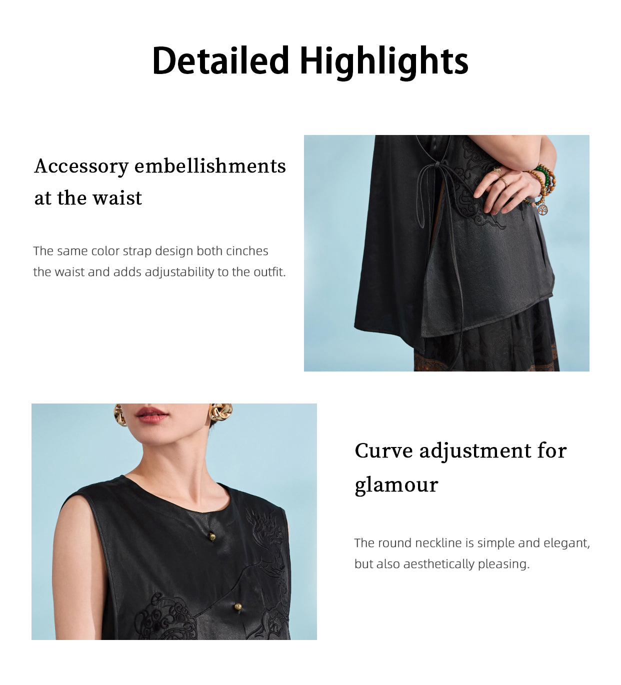 Xiangyunsha Vest Chinese Style Hand-Embroidered Sleeveless Single Button Summer Lightweight 100 Silk Guangdong Black Pearl Gambiered Guangdong Gauze xiangyunsha
