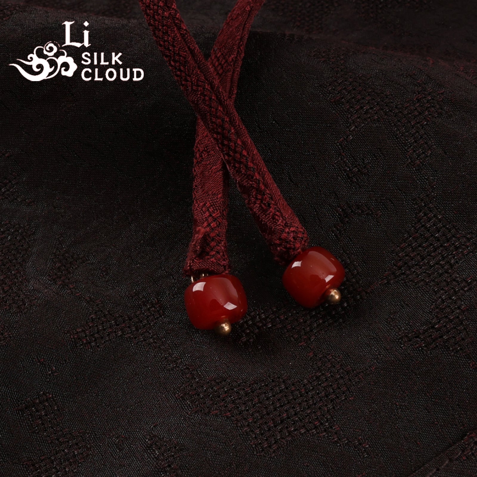 Red Black Gambiered Silk Jacket Chinese Style Hand-Knotted Cording Exquisite Closures 100 Pure SilkLightweight Summer Guangdong Black Pearl GambieredGuangdong Gauze xiangyunsha