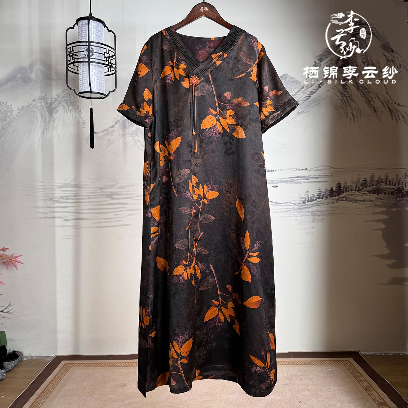 LI SILK CLOUD Dress Short Sleeve Draping Slim-fit Mulberry Silk Professional Shirt Dress
