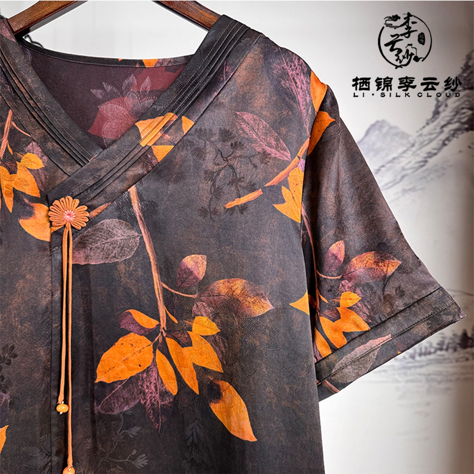 LI SILK CLOUD Dress Short Sleeve Draping Slim-fit Mulberry Silk Professional Shirt Dress