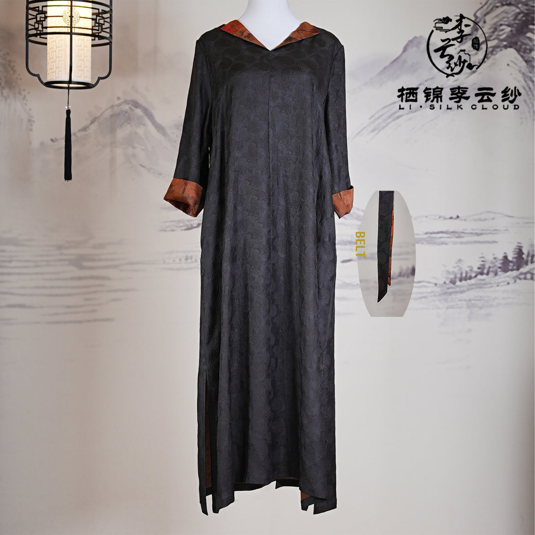 LI SILK CLOUD Dress Three-quarter Sleeve Draping Slim-fit Mulberry Silk Professional Midi Dress