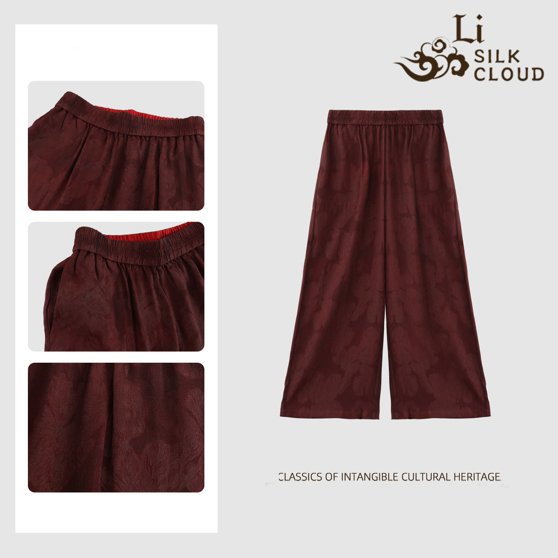 Trousers - Traditional Chinese Fabric， Lightweight Breathable LI SILK CLOUD 100% Mulberry Silk Xiangyunsha
