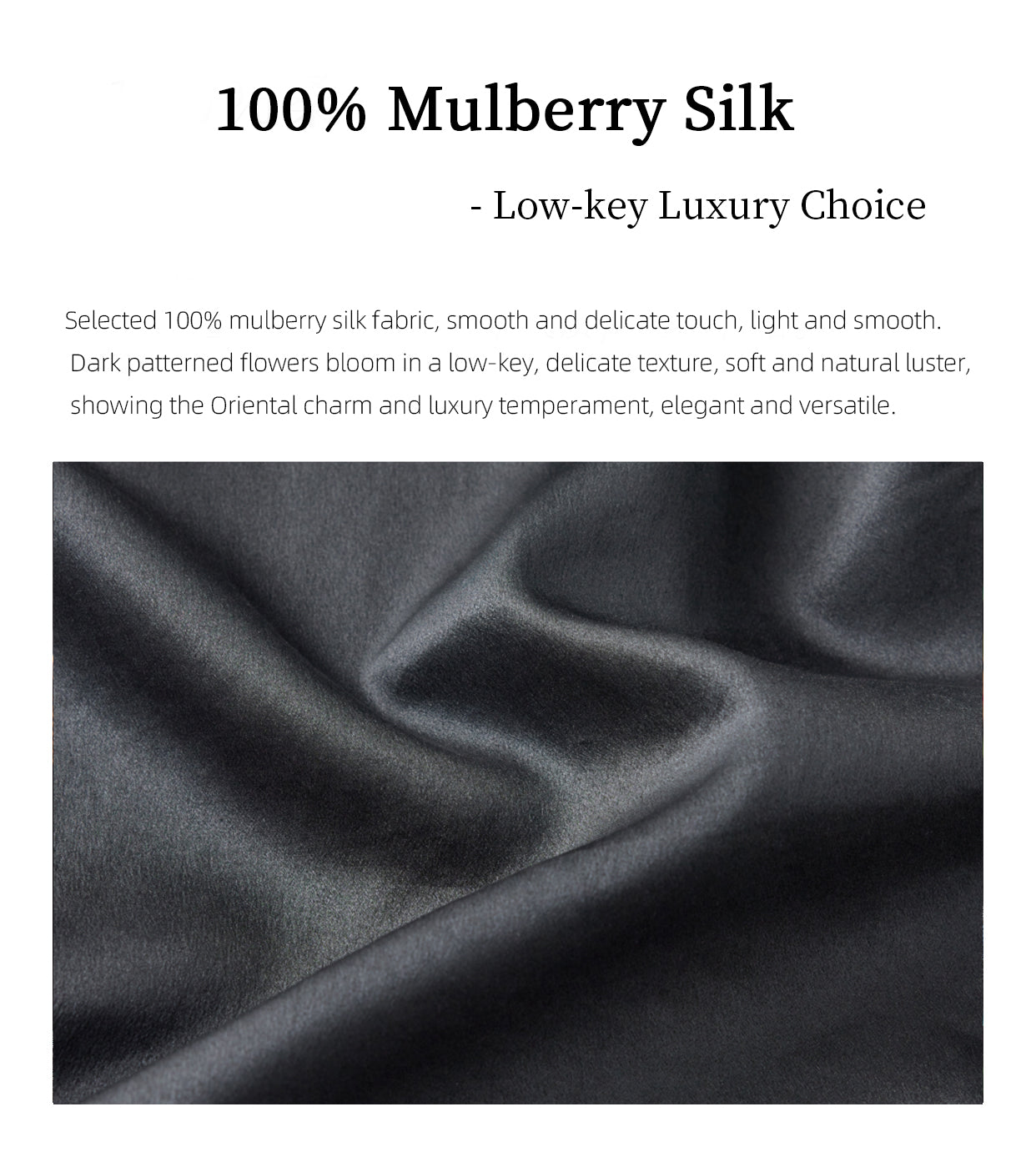 100% Silk Xiangyunsha Chinese Dress | Side Slit EleganceCooling Fluid Drape Guangdong Black Pearl GambieredGuangdong Gauze xiangyunsha