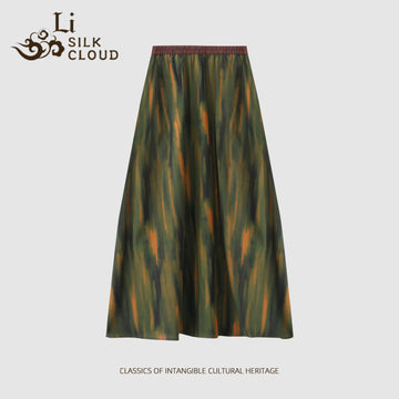 Pastoral Poetic skirt .Sunset Gradient . Collectible-grade Xiangyunsha Guangdong Black Pearl Gambiered Guangdong Gauze xiangyunsha