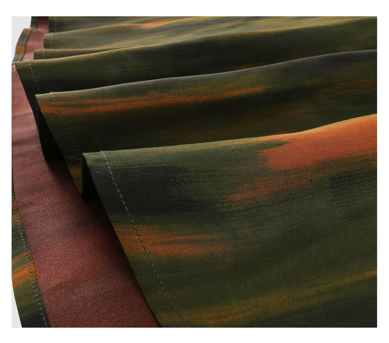Pastoral Poetic skirt .Sunset Gradient . Collectible-grade Xiangyunsha Guangdong Black Pearl Gambiered Guangdong Gauze xiangyunsha
