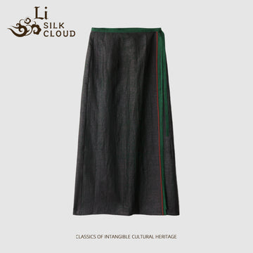 Skin-friendly Xiangyunsha long skirt . Slimming cut · Minimalistnew Chinese style   Guangdong Black Pearl GambieredGuangdong Gauze xiangyunsha