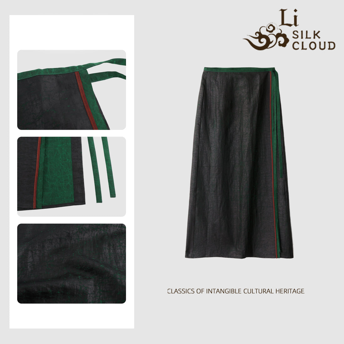 Skin-friendly Xiangyunsha long skirt . Slimming cut · Minimalistnew Chinese style   Guangdong Black Pearl GambieredGuangdong Gauze xiangyunsha