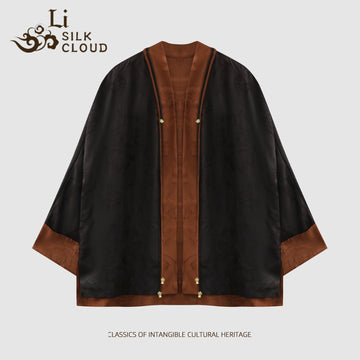 Soft Xiangyunsha Silk Coat · Brown-Black High-End Feel.Intangible Cultural Heritage Craftsmanship Breathable andHeat-Resistant   Guangdong Black Pearl Gambiered Guangdong Gauze xiangyunsha