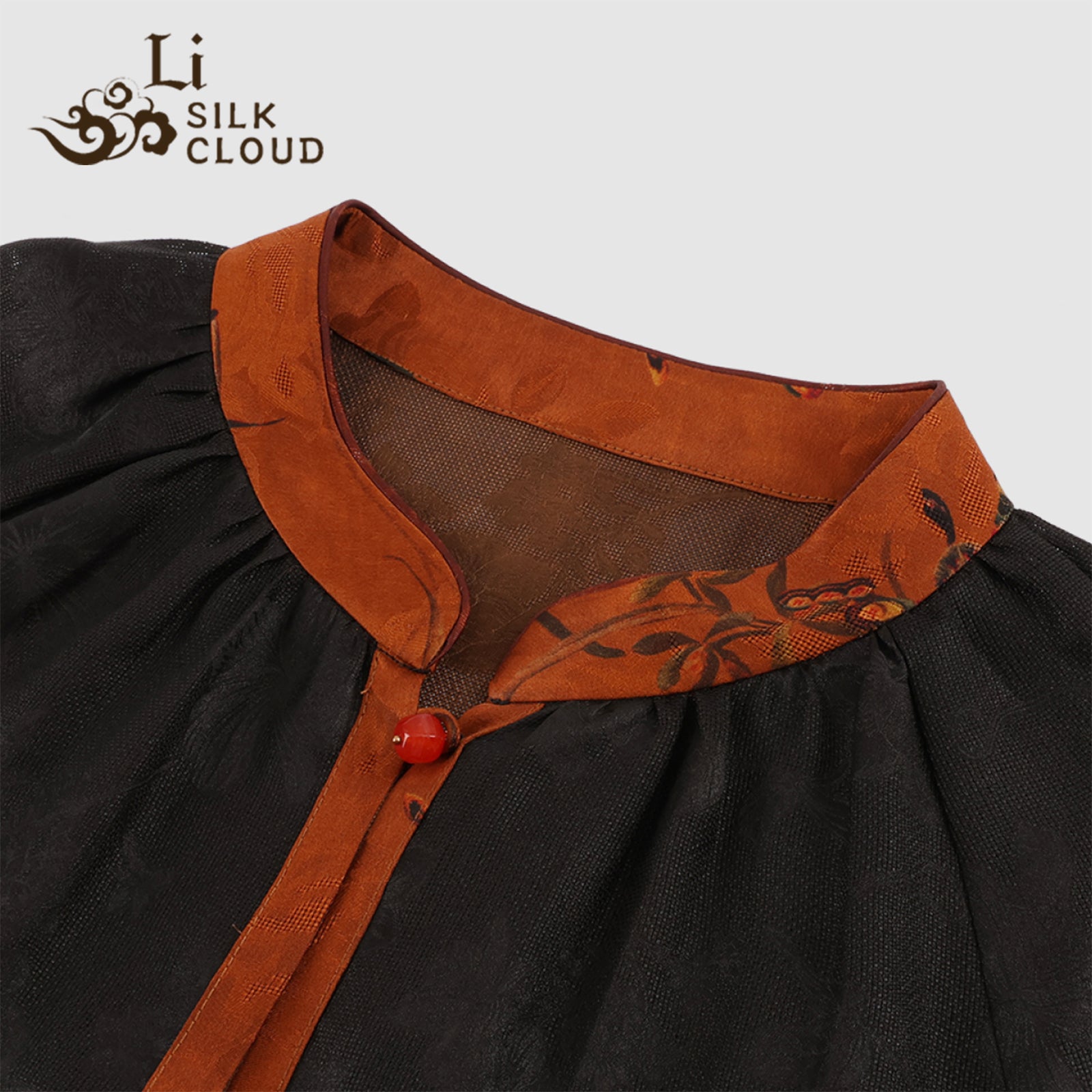 Lightly mature style Xiangyunsa jacket . Minimalist retro  Skin-friendly and breathable   Guangdong Black PearlGambiered Guangdong Gauze xiangyunsha