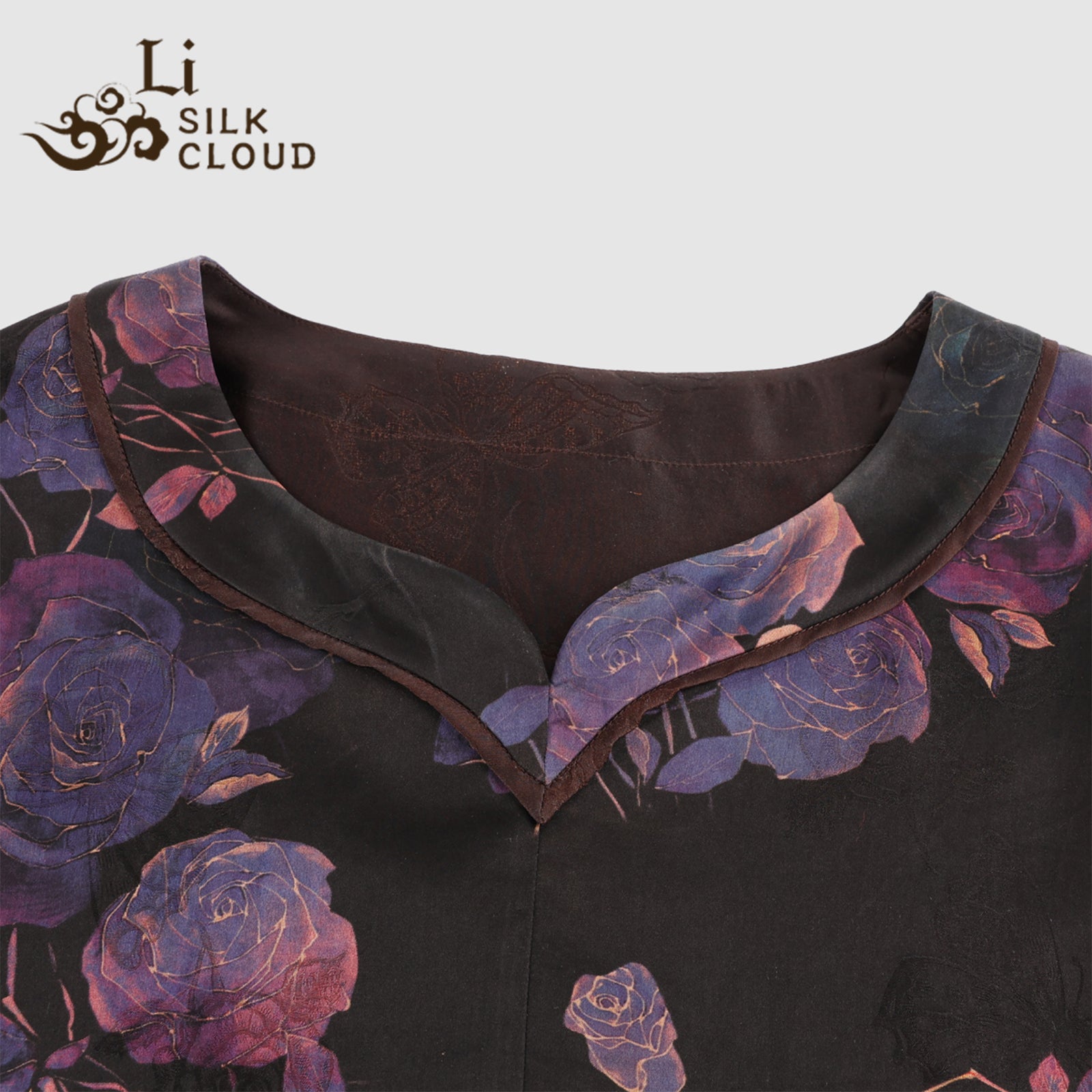 Rose Ombre Short Sleeve | Flattering V-Neck | Sophisticated& Versatile Guangdong Black Pear Gambiered GuangdongGauze xiangyunsha