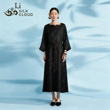 Xiangyunsha Retro Dress · Cool fabric · Oriental elegance   Guangdong Black Pearl Gambiered Guangdong Gauzexiangyunsha