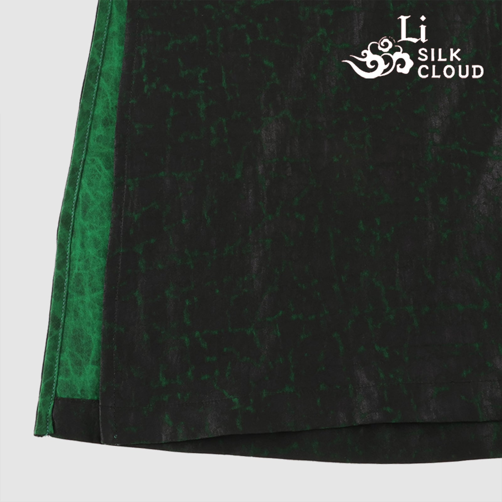 Xiangyunsha Chinese Sophisticated SlLK dress l Jade-GreenTextured Stripe | Chic Slimming V-Neck | Elegant Drape &Comfort Guangdong Black Pearl Gambiered GuangdongGauze xiangyunsha